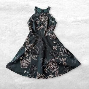 trixxi green floral halter mini dress